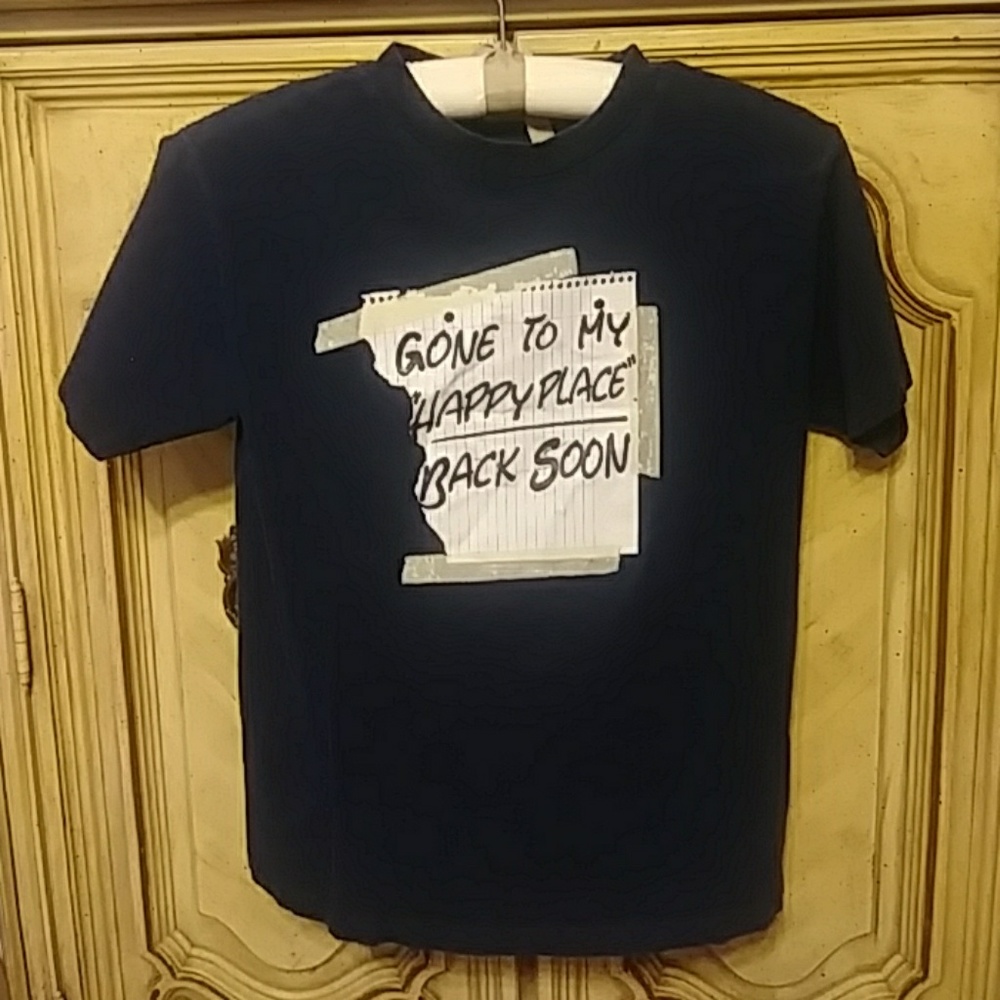 Humor T-shirt GOING TO MY HAPPY PLACE shortsleeve crew graphic mental statement